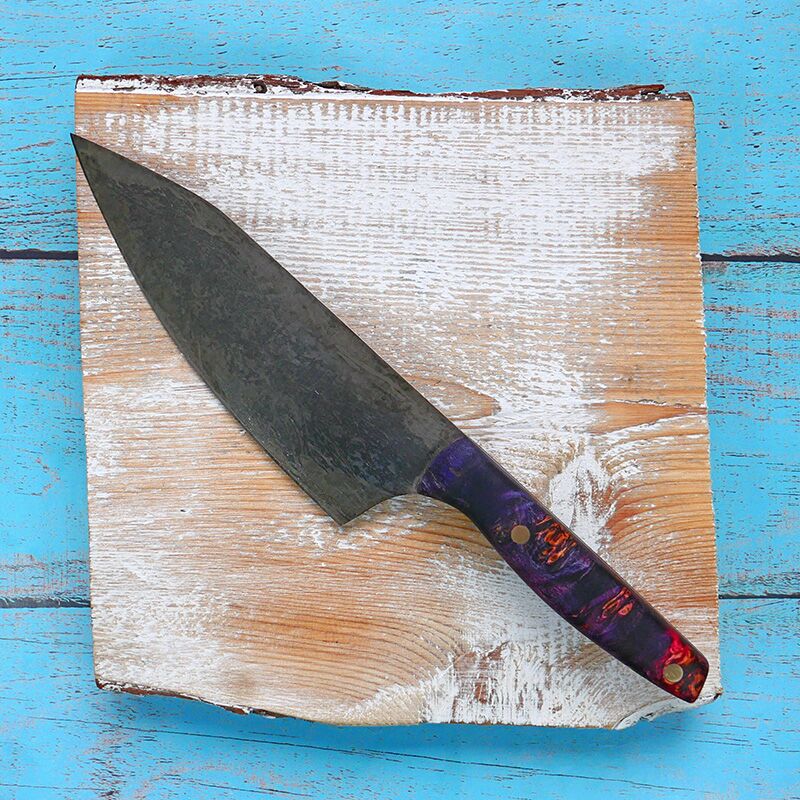 6" Utility knife with Purple & Pink Maple burl handle