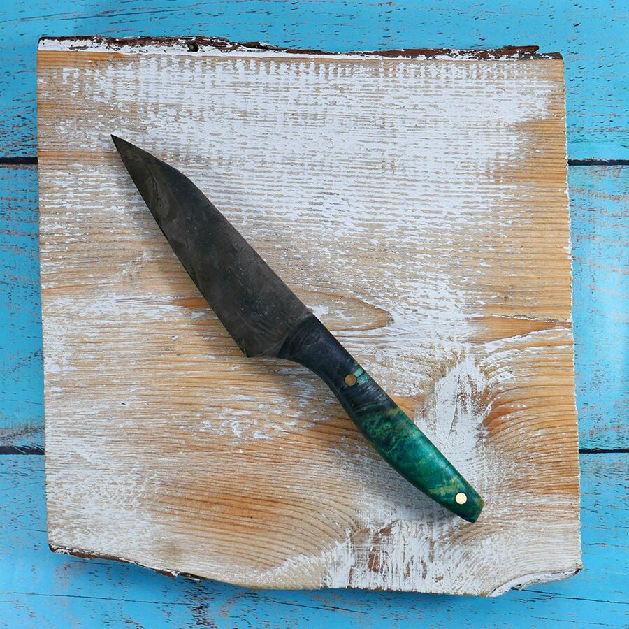 4" Paring knife with hybrid green and black maple burl